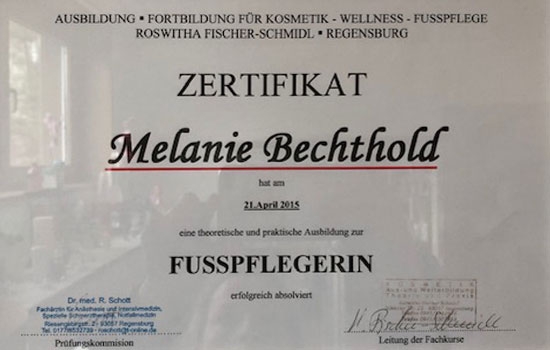 Zertifikat Kosmetikerin
